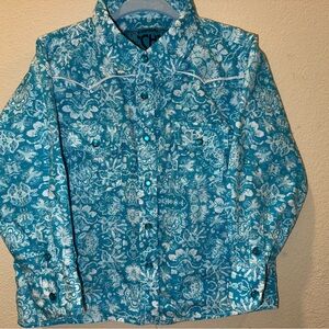 Cowgirl Hardware Blue Floral Western Button-Up Shirt